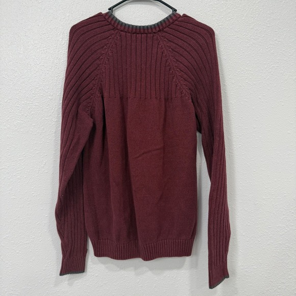 Columbia Sportswear V Neck Sweater Burgundy Ribbed Knit Mens Size L Cotton - Picture 2 of 6